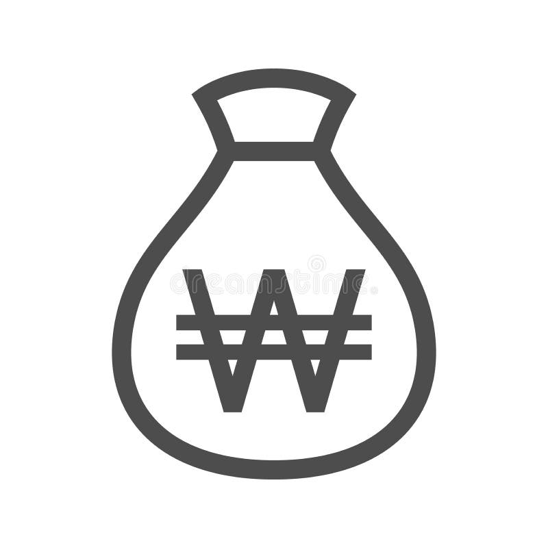 Icono del diseño simple del esquema del bolso del dinero Icono ganado coreano de la talega ilustración del vector Icono del diseño simple del esquema del bolso del dinero Icono ganado coreano de la talega ilustración del vector