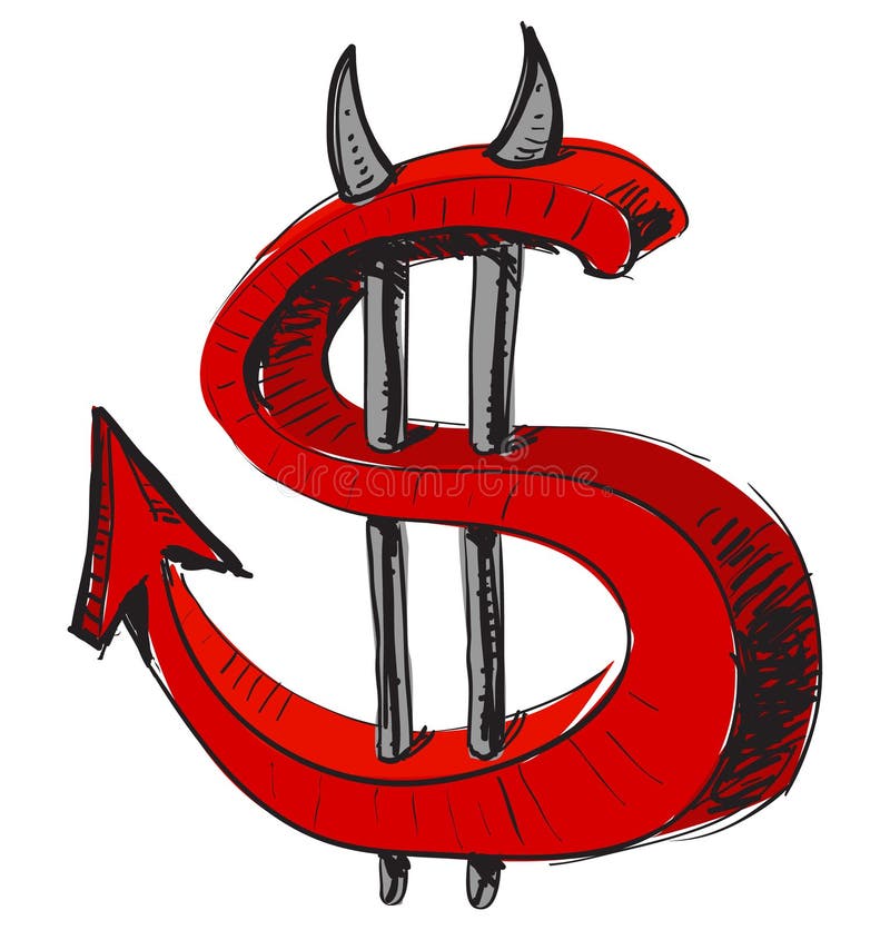 Icono del dólar del dinero del diablo ilustración del vector Icono del dólar del dinero del diablo ilustración del vector