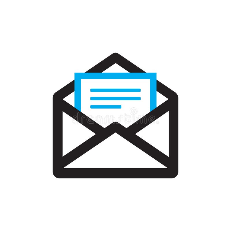 Icono del email en el ejemplo blanco del vector del fondo Sobre con la muestra del concepto del documento Símbolo creativo de la