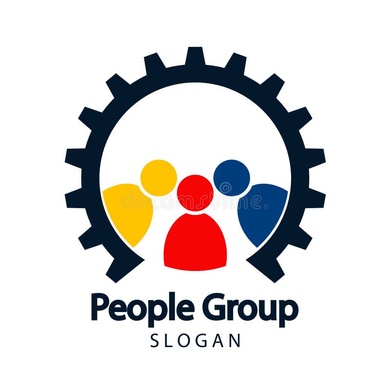 Icono del engranaje del trabajo en equipo, haciendo frente al logotipo de la gente ilustración del vector Icono del engranaje del trabajo en equipo, haciendo frente al logotipo de la gente ilustración del vector
