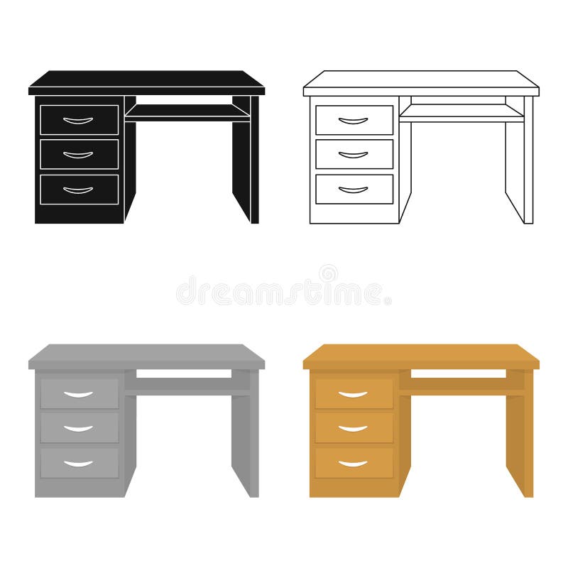 Icono del escritorio de oficina en estilo de la historieta aislado en el fondo blanco Muebles de oficinas y vector interior de la libre illustration