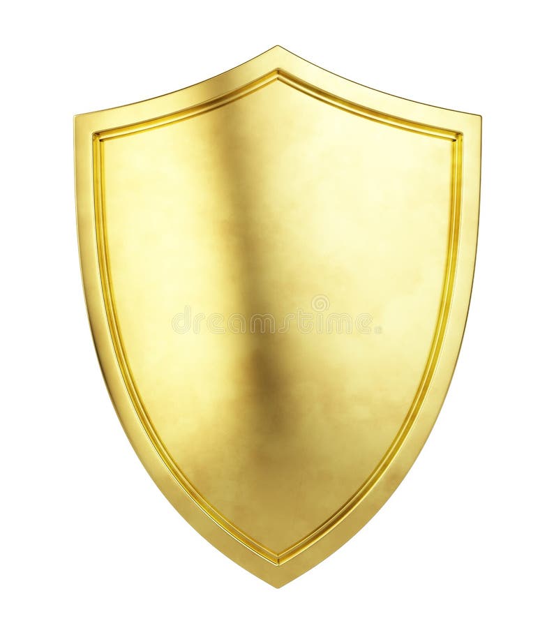 Icono del escudo del oro aislado en el fondo blanco libre illustration Icono del escudo del oro aislado en el fondo blanco libre illustration