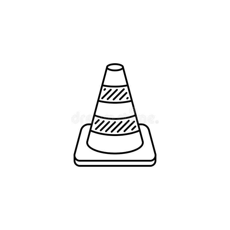 Icono del esquema del cono del tr?fico stock de ilustración Icono del esquema del cono del tr?fico stock de ilustración