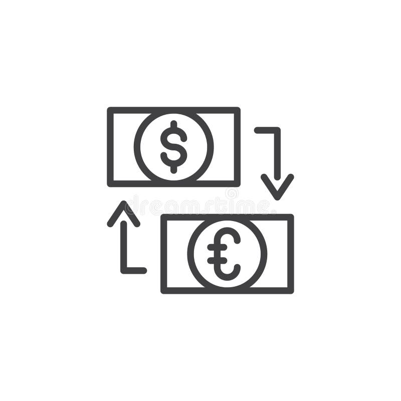 Icono del esquema del intercambio del dólar y del euro stock de ilustración Icono del esquema del intercambio del dólar y del euro stock de ilustración