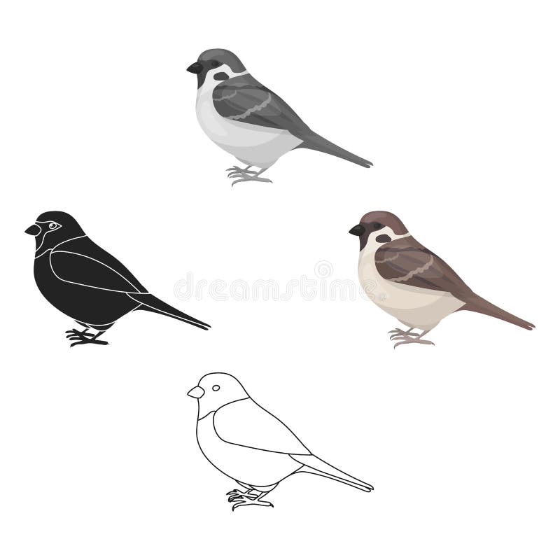 Icono del gorrión en estilo de la historieta aislado en el fondo blanco Ejemplo del vector de la acción del símbolo del pájaro stock de ilustración