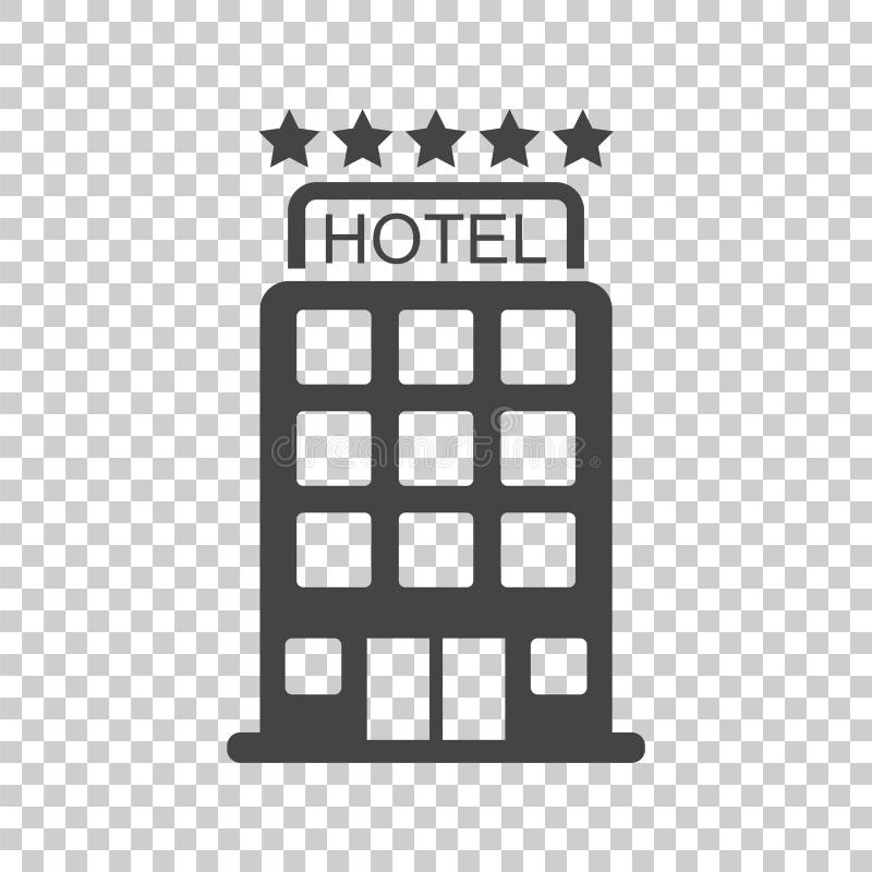 Icono del hotel en fondo aislado Pictograma plano simple para el autobús