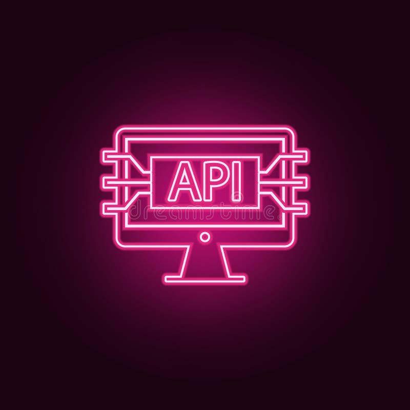 icono del interfaz del api del ordenador Elementos del desarrollo web en los iconos de ne?n del estilo Icono simple para los siti ilustración del vector icono del interfaz del api del ordenador Elementos del desarrollo web en los iconos de ne?n del estilo Icono simple para los siti ilustración del vector