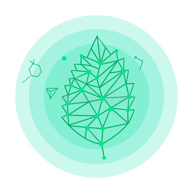 Icono del logotipo del holograma hoja elementos hoja verde conexión dna aislado en fondo blanco libre illustration