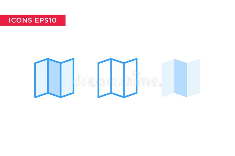 Icono del mapa en la línea, el esquema, el esquema llenado y el estilo plano del diseño aislados en el fondo blanco Vector eps10 stock de ilustración Icono del mapa en la línea, el esquema, el esquema llenado y el estilo plano del diseño aislados en el fondo blanco Vector eps10 stock de ilustración