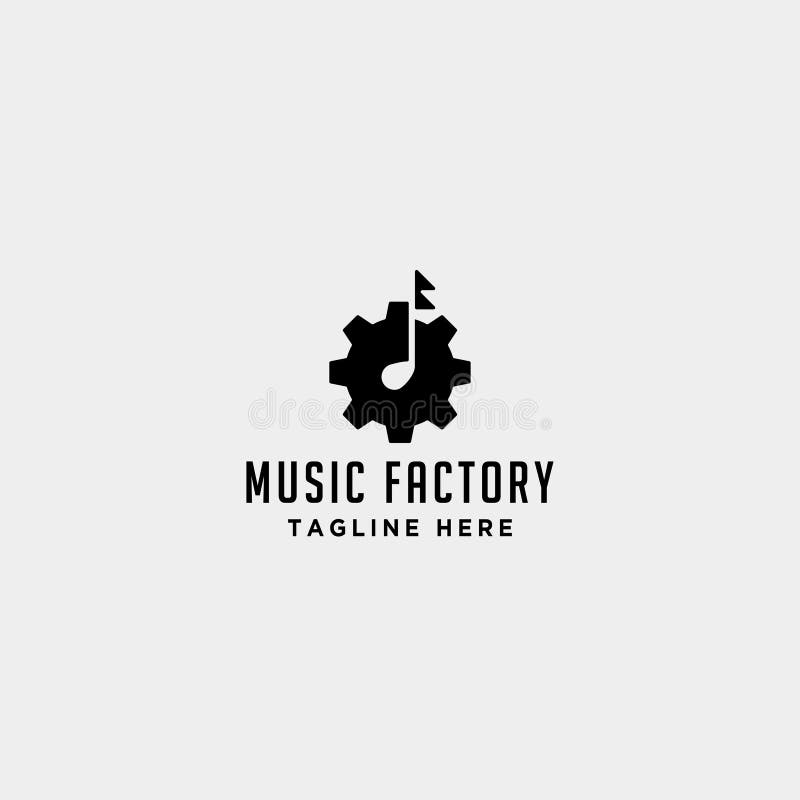 Icono del monoline del vector del cassete del micrófono del auricular del estudio del diseño del logotipo del engranaje de la mús stock de ilustración