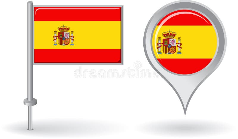 Icono del perno y bandera españoles del indicador del mapa Vector libre illustration Icono del perno y bandera españoles del indicador del mapa Vector libre illustration