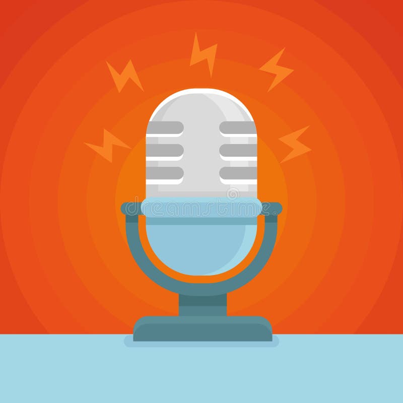 Icono del podcast del vector en icono plano ilustración del vector Icono del podcast del vector en icono plano ilustración del vector