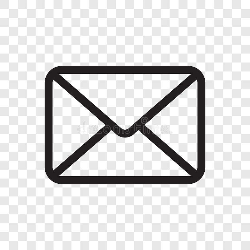 Icono del sobre del correo electrónico Vector el símbolo del mensaje del correo aislado en fondo transparente