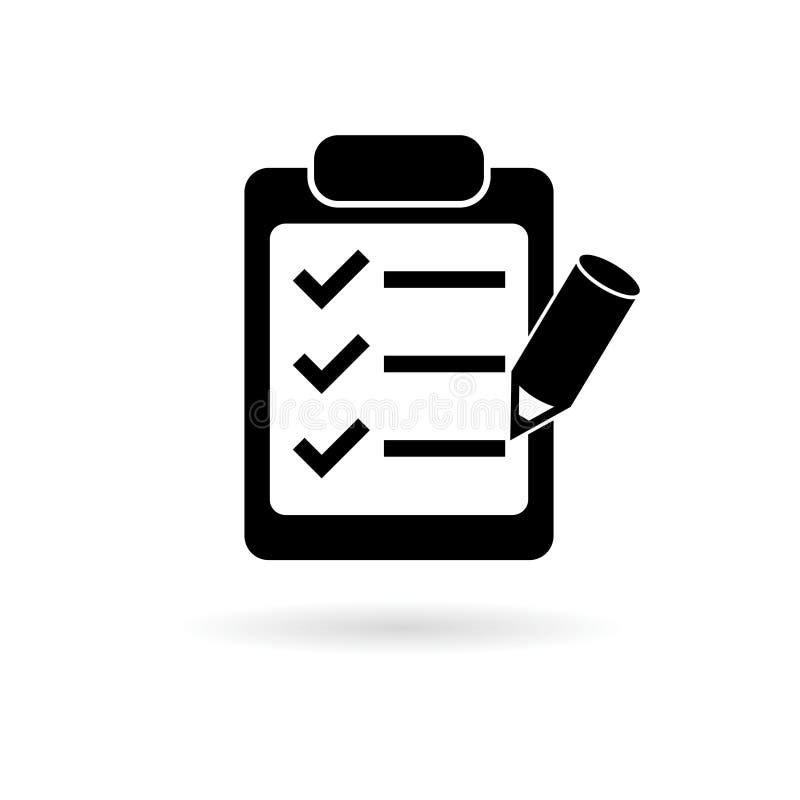 Clipboard and pencil icon on white background. Clipboard and pencil icon on white background