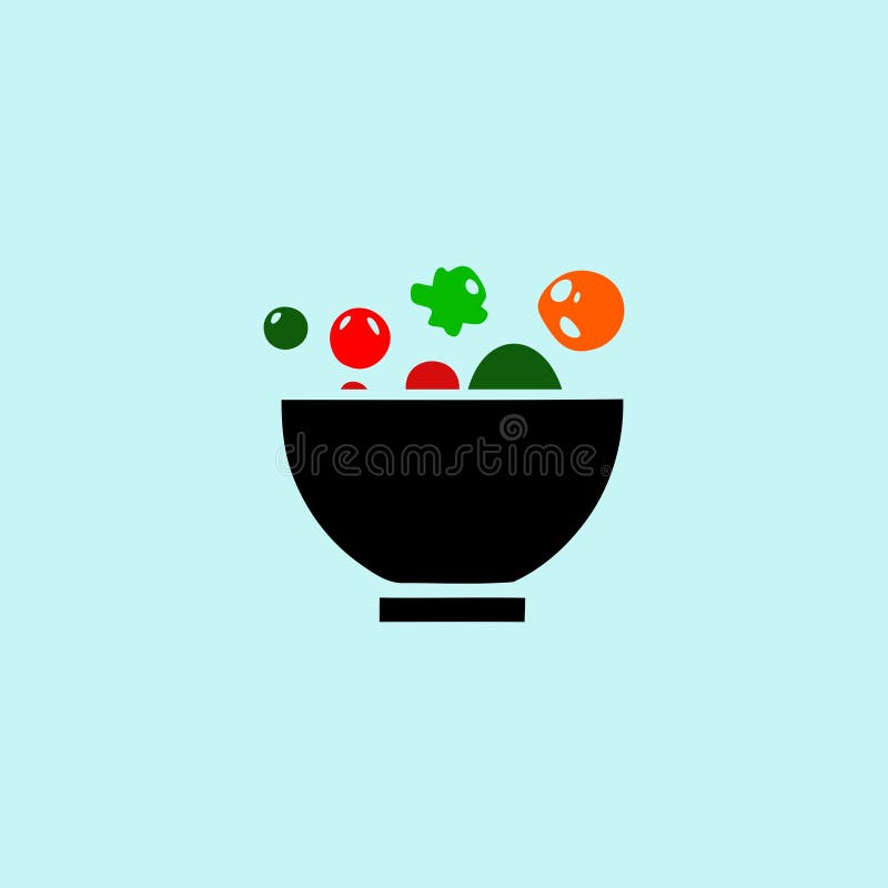 Icono del tazón de ensalada fresco minimalista ilustración del vector