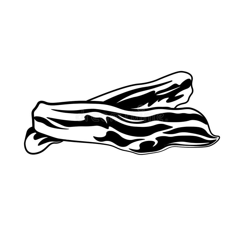 Icono del tocino en estilo negro aislado en el fondo blanco Vector de la acción del símbolo de las carnes stock de ilustración