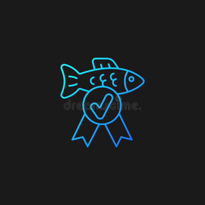 Icono del vector de gradiente de control de calidad de pescado para el tema oscuro stock de ilustración