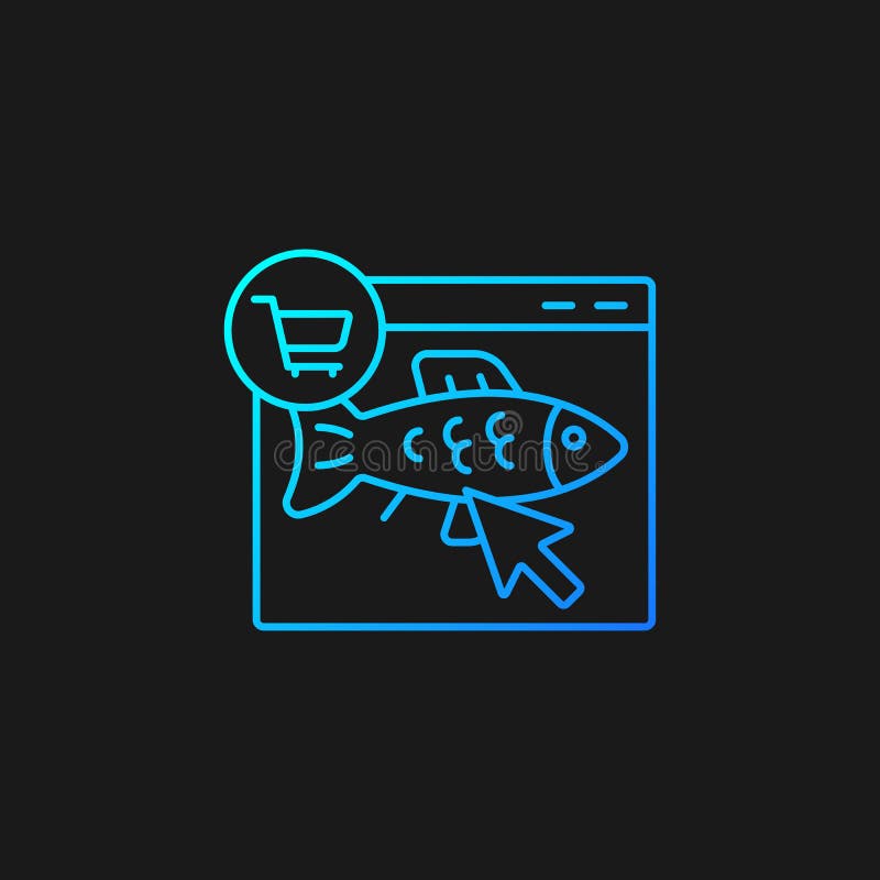 Icono del vector de gradiente de orden de pescado en línea para el tema oscuro libre illustration
