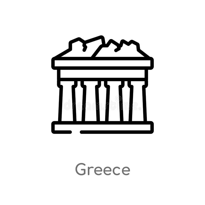 icono del vector de Grecia del esquema l?nea simple negra aislada ejemplo del elemento del concepto de los edificios movimiento e stock de ilustración icono del vector de Grecia del esquema l?nea simple negra aislada ejemplo del elemento del concepto de los edificios movimiento e stock de ilustración