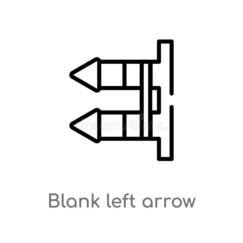 Icono del vector de la flecha izquierda del espacio en blanco del esquema línea simple negra aislada ejemplo del elemento del con ilustración del vector