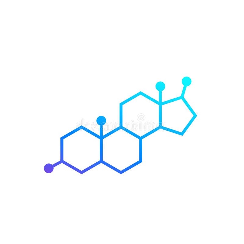 Icono del vector de la molécula de testosterona