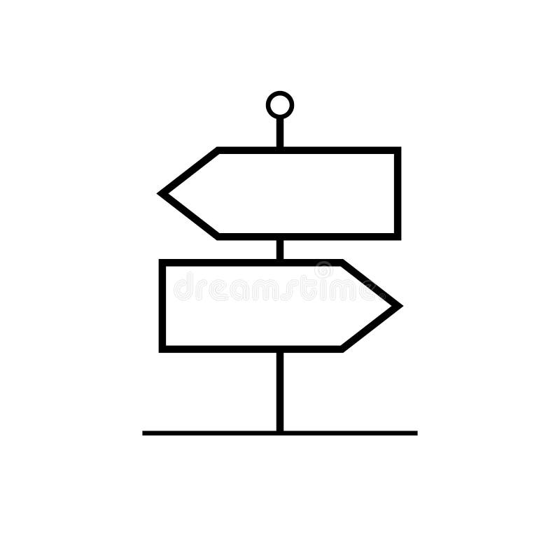 Icono del vector del esquema del poste indicador Símbolo del indicador de la dirección para el diseño gráfico, logotipo, sitio we libre illustration Icono del vector del esquema del poste indicador Símbolo del indicador de la dirección para el diseño gráfico, logotipo, sitio we libre illustration