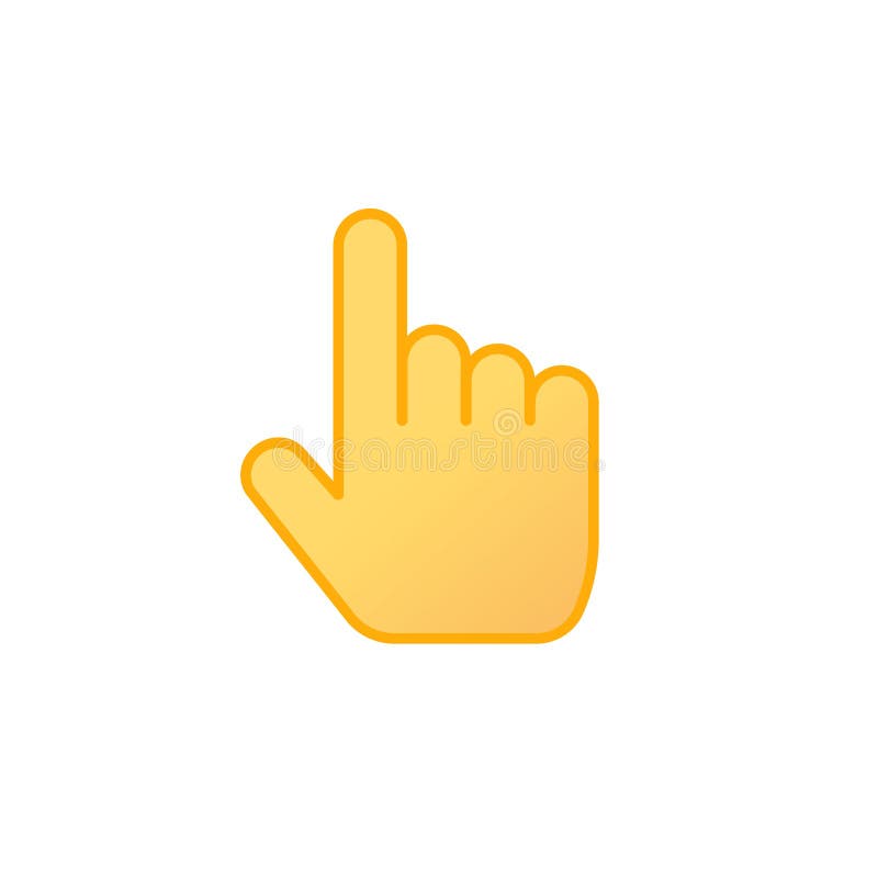 Icono del vector del finger del indicador, línea plana símbolo de la historieta del gesto de mano del punto del pulgar del emotic