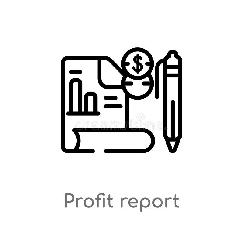 icono del vector del informe del beneficio del esquema línea simple negra aislada ejemplo del elemento del concepto del negocio M ilustración del vector icono del vector del informe del beneficio del esquema línea simple negra aislada ejemplo del elemento del concepto del negocio M ilustración del vector