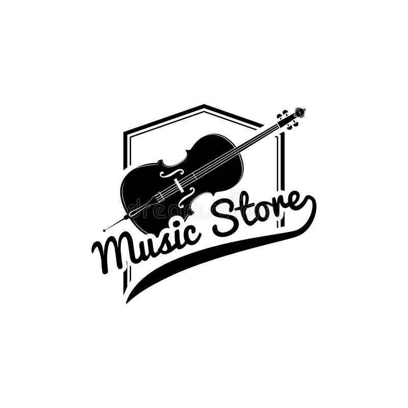Icono Del Violín Etiqueta Del Logotipo De La Tienda De La Música