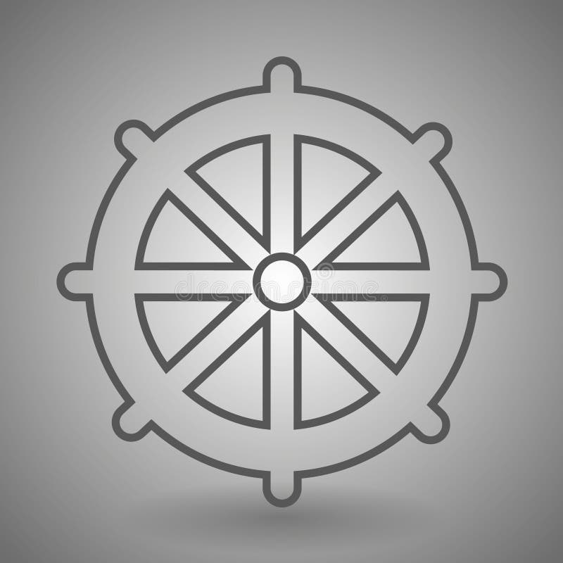Icono del volante de la nave Muestra del timón del capitán Símbolo de la navegación Icono linear del esquema ilustración del vector Icono del volante de la nave Muestra del timón del capitán Símbolo de la navegación Icono linear del esquema ilustración del vector