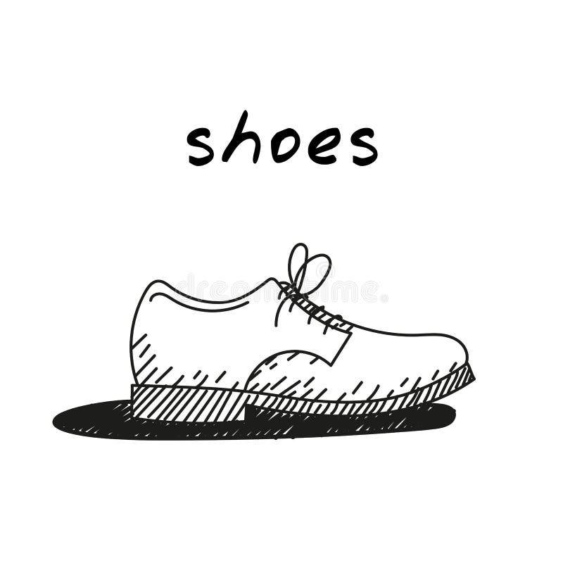 Icono Del Zapato. Dibujos Animados Bonitos Ilustraciones Vectoriales De  Zapatos De Hombres Delineados En Blanco Y Negro. Boceto Co Ilustración del  Vector - Ilustración de arte, trendy: 199574977