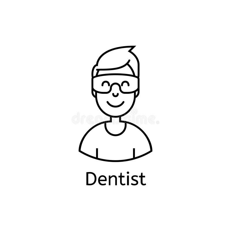 Icono dental médico Ejemplo del dentista de sexo masculino sonriente amistoso con los vidrios stock de ilustración Icono dental médico Ejemplo del dentista de sexo masculino sonriente amistoso con los vidrios stock de ilustración