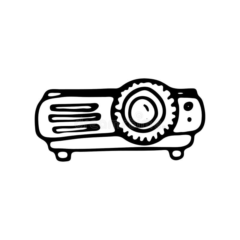 Icono Del Vector Del Garabato Del Proyector. Línea Exhausta Eps10