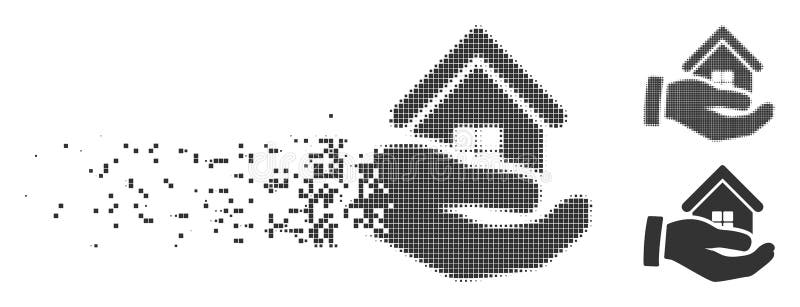 Icono disperso mano del tono medio del pixel de la oferta de los bienes raices stock de ilustración Icono disperso mano del tono medio del pixel de la oferta de los bienes raices stock de ilustración