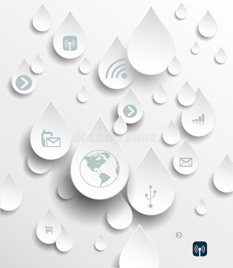 Icono en gotas de lluvia Concepto computacional de la nube ilustración del vector Icono en gotas de lluvia Concepto computacional de la nube ilustración del vector