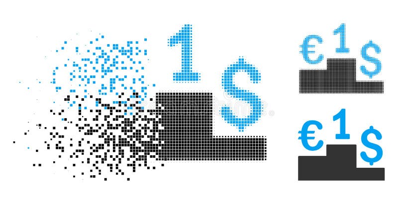 Icono euro de semitono punteado hecho fragmentos de la competencia del dólar libre illustration Icono euro de semitono punteado hecho fragmentos de la competencia del dólar libre illustration