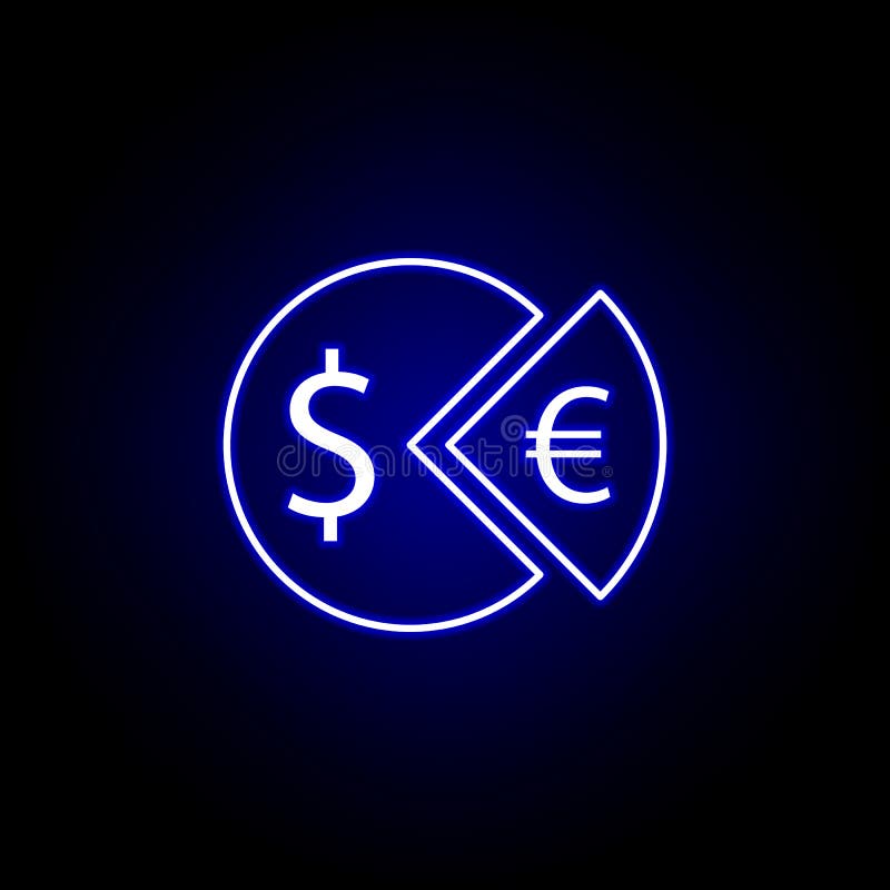 icono euro del dólar de la empanada en el estilo de neón Elemento del ejemplo de las finanzas Las muestras y el icono de los s?mb libre illustration icono euro del dólar de la empanada en el estilo de neón Elemento del ejemplo de las finanzas Las muestras y el icono de los s?mb libre illustration