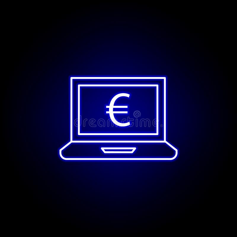 Icono euro del ordenador portátil en el estilo de neón Elemento del ejemplo de las finanzas Las muestras y el icono de los s? mbol libre illustration