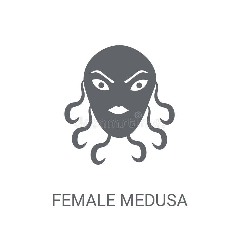 icono femenino de la medusa Concepto femenino de moda del logotipo de la medusa en b blanco libre illustration icono femenino de la medusa Concepto femenino de moda del logotipo de la medusa en b blanco libre illustration