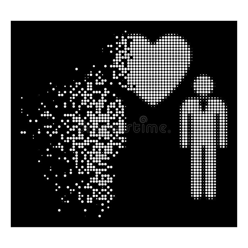 Icono gay de semitono Destructed blanco de los amantes de Pixelated ilustración del vector Icono gay de semitono Destructed blanco de los amantes de Pixelated ilustración del vector