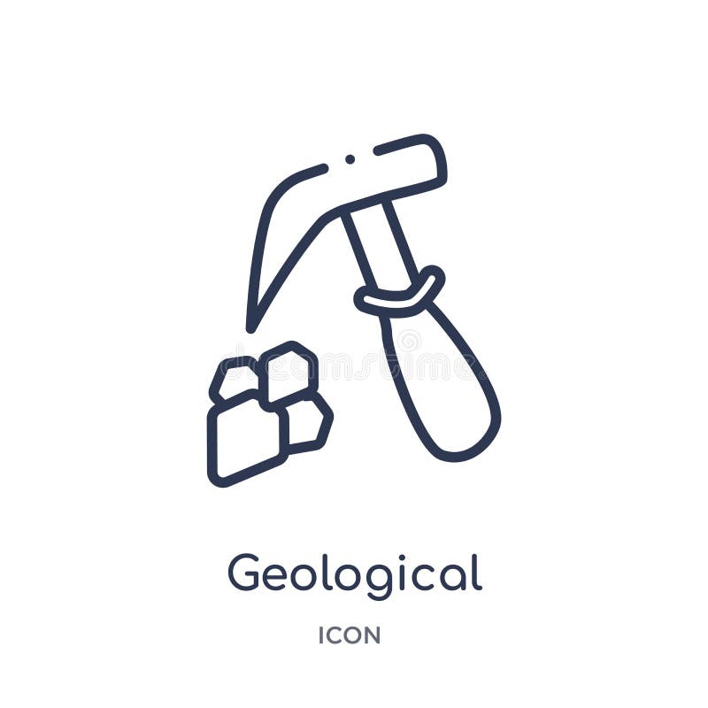 Icono geológico de la colección del esquema del museo Línea fina icono geológico aislado en el fondo blanco stock de ilustración Icono geológico de la colección del esquema del museo Línea fina icono geológico aislado en el fondo blanco stock de ilustración