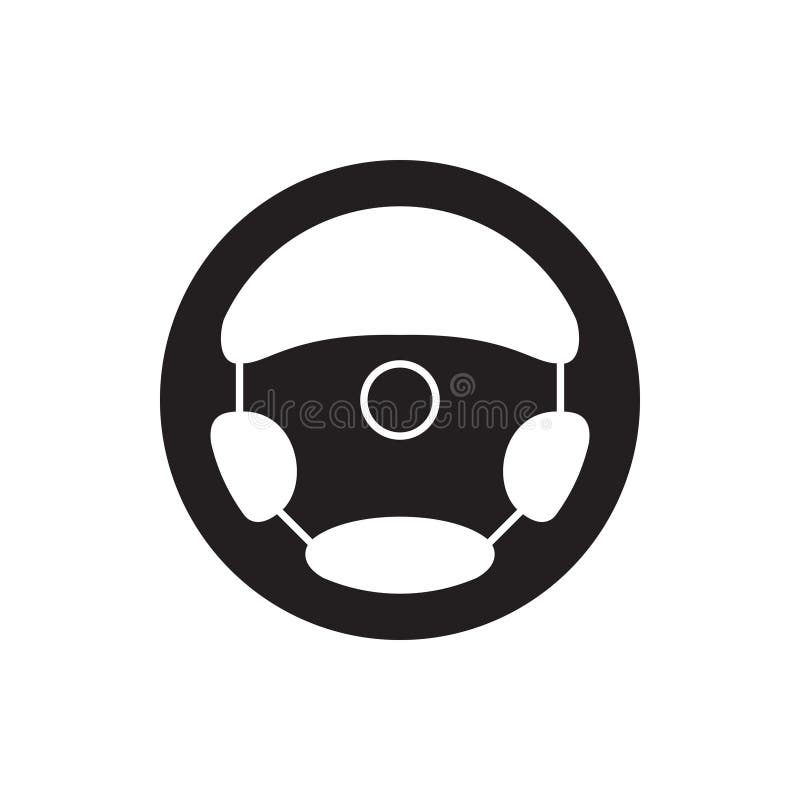 Steering wheel icon. Car steering wheel isolated black symbol on white background. Vector illustration. Steering wheel icon. Car steering wheel isolated black symbol on white background. Vector illustration