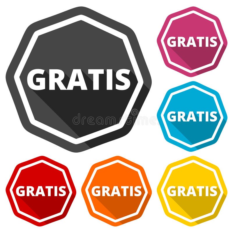 Icono Gratuito, Muestra Gratuita, Icono Del Color Con La Sombra Larga