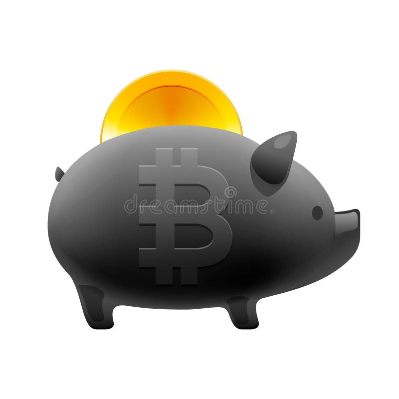 Icono guarro de la caja de dinero con el bitcoin que cae, imagen conceptual para el cryptocurrency mundial y sistema de pago digi libre illustration Icono guarro de la caja de dinero con el bitcoin que cae, imagen conceptual para el cryptocurrency mundial y sistema de pago digi libre illustration