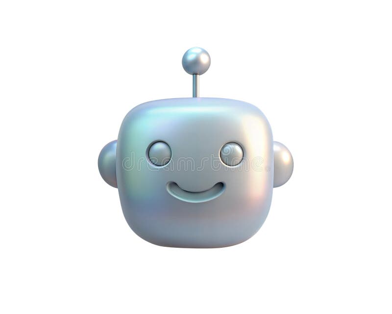 Icono holográfico del bot 3D aislado en fondo blanco libre illustration