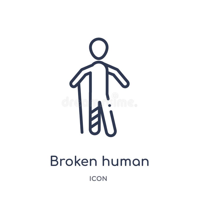 Icono humano quebrado linear de la colección del esquema de las sensaciones Línea fina vector humano quebrado aislado en el fondo libre illustration Icono humano quebrado linear de la colección del esquema de las sensaciones Línea fina vector humano quebrado aislado en el fondo libre illustration