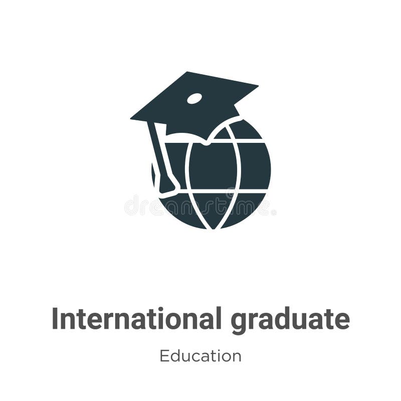 Icono internacional del vector de graduación en el fondo blanco Símbolo de icono de graduado internacional vector plano, signo de ilustración del vector
