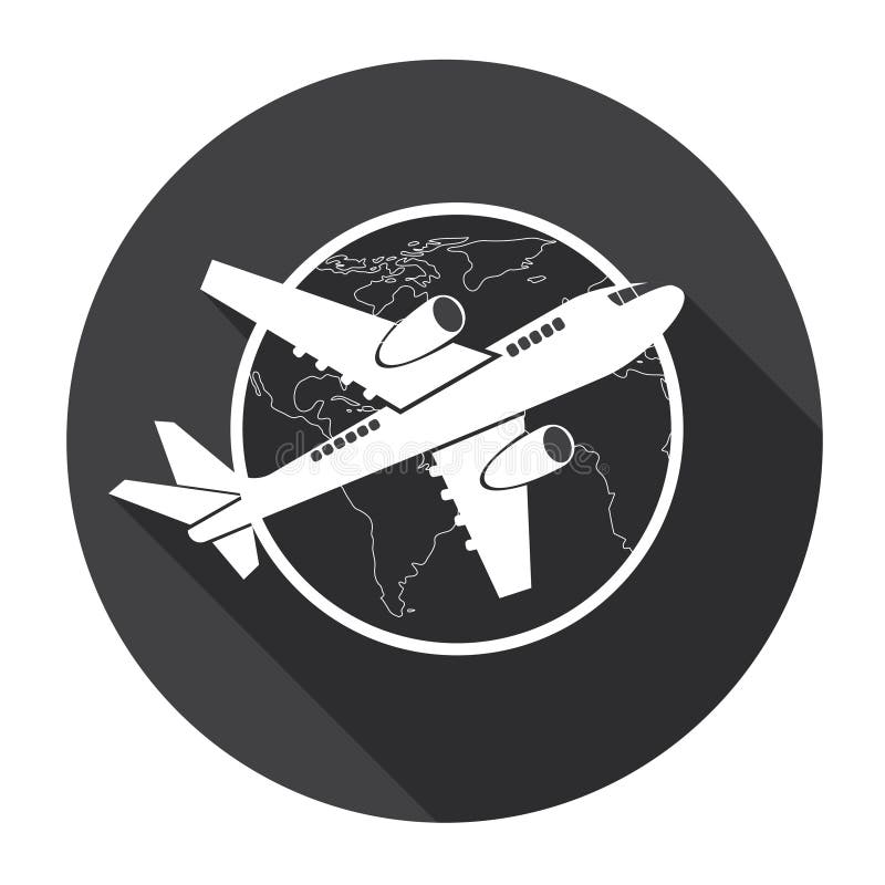 Icono internacional plano del web de los aviones stock de ilustración Icono internacional plano del web de los aviones stock de ilustración