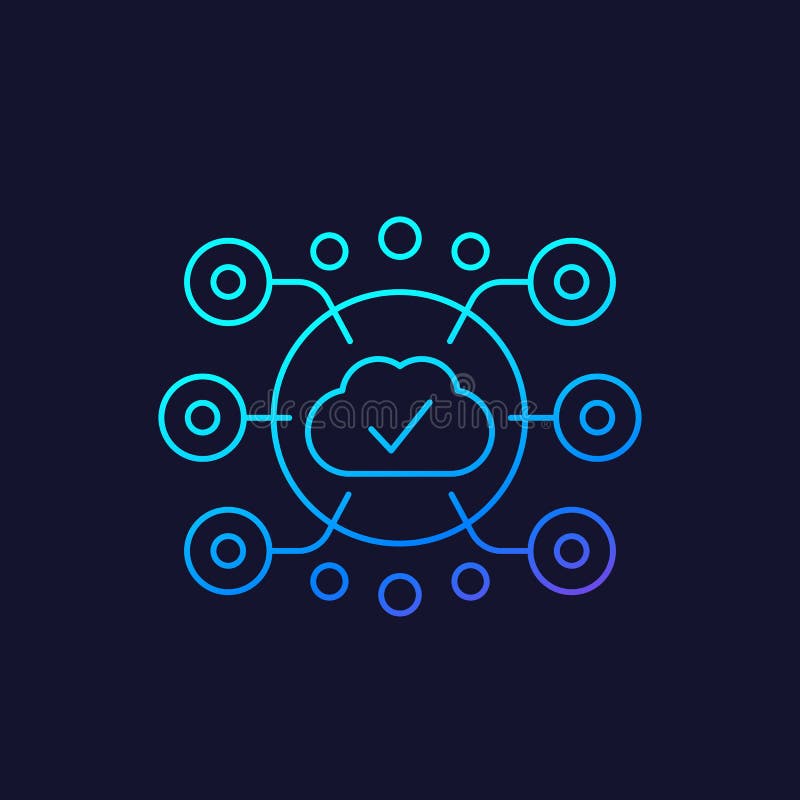 Icono lineal del vector de computación perimetral ilustración del vector