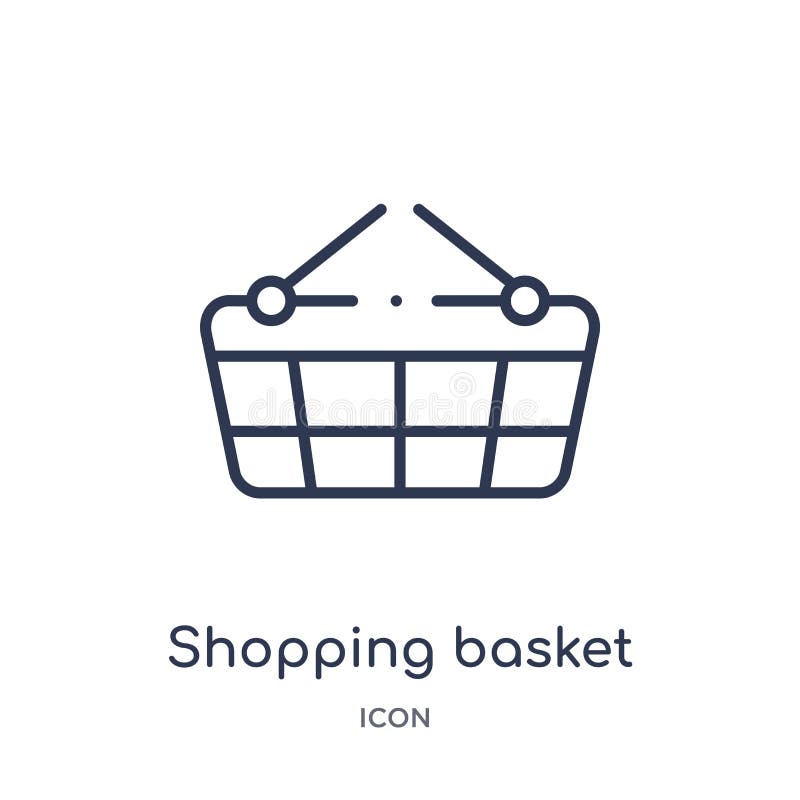 Icono linear de la cesta que hace compras de la colección del esquema del fútbol Línea fina vector de la cesta de compras aislado stock de ilustración Icono linear de la cesta que hace compras de la colección del esquema del fútbol Línea fina vector de la cesta de compras aislado stock de ilustración